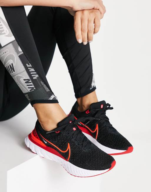 Nike Running React Infinity Run 3 Flyknit trainers in black and orange ASOS