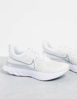 nike react white silver