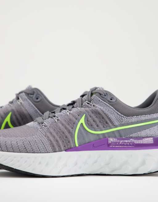 Nike women's react infinity run flyknit outlet running shoes in white/ lilac gray