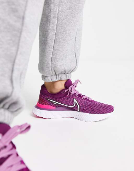 Disfraces Solitario maceta Nike Running React Infinity Run flyknit 3 sneakers in purple | ASOS