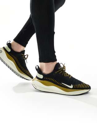 Nike React Infinity Run Flyknit 4 In Black And Gold