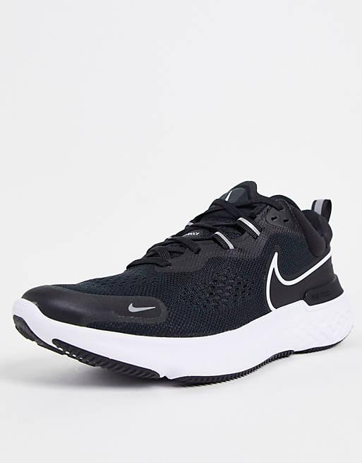 Nike Running React Miler 2 trainers in black and white