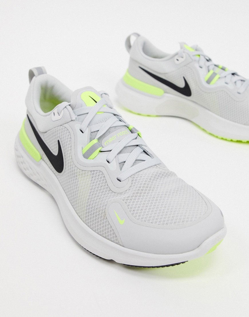 Nike Running React Miler trainers in grey
