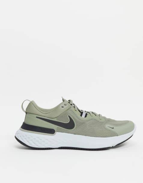 Nike Running React Miler trainers in khaki - view 1