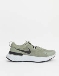 Nike Running React Miler trainers in khaki