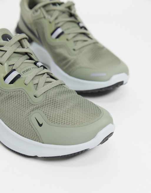 Nike Running React Miler trainers in khaki