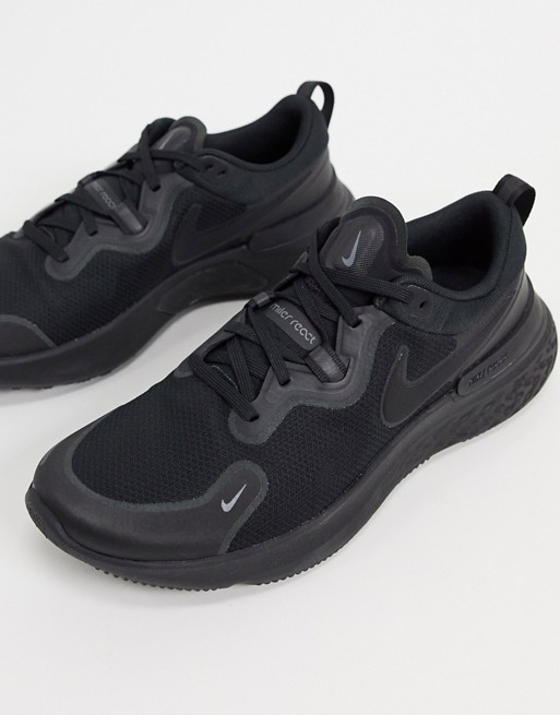 Nike Running React Miler trainers in triple black