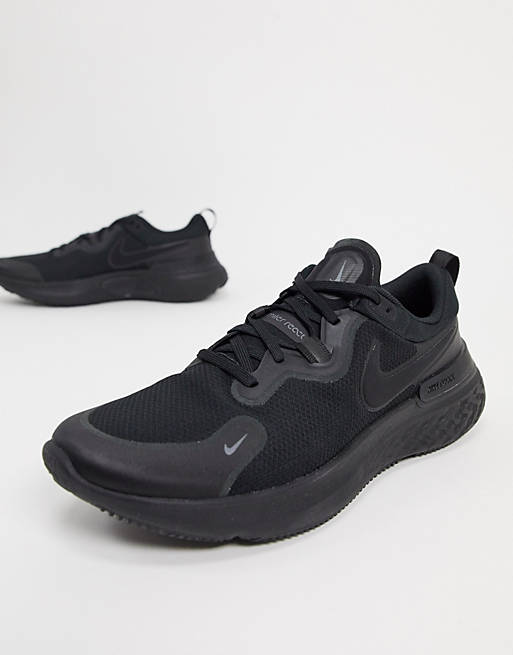 correr Aplastar Selección conjunta Nike Running React Miler trainers in triple black | ASOS