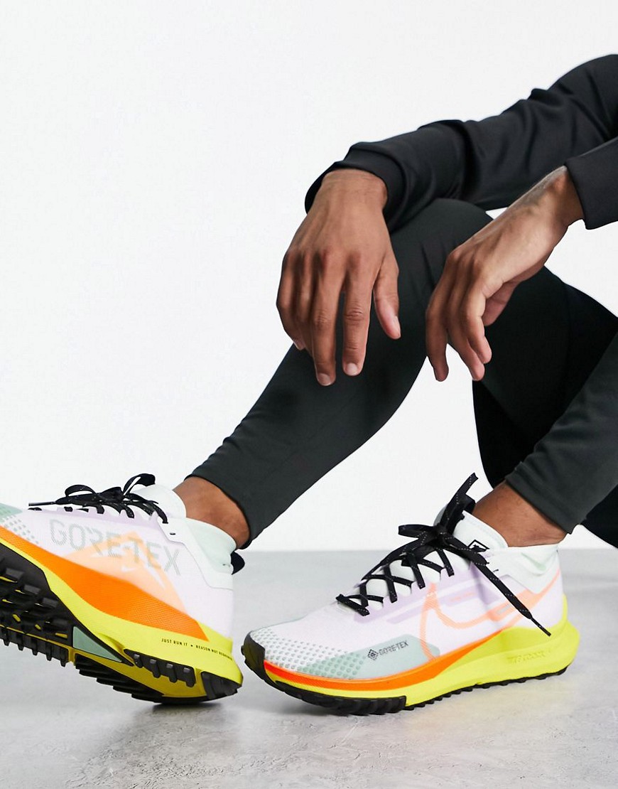 Nike Running React Pegasus Trail 4 GORE-TEX sneakers in white and yellow