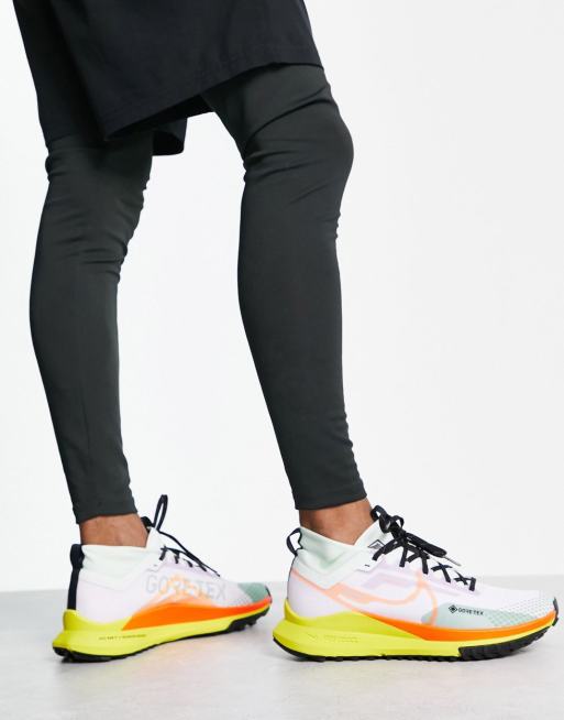 Nike Running React Pegasus Trail 4 GORE TEX sneakers in white and yellow