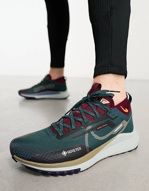 Nike Running React Pegasus Trail 4 Gore-Tex trainers in khaki and maroon