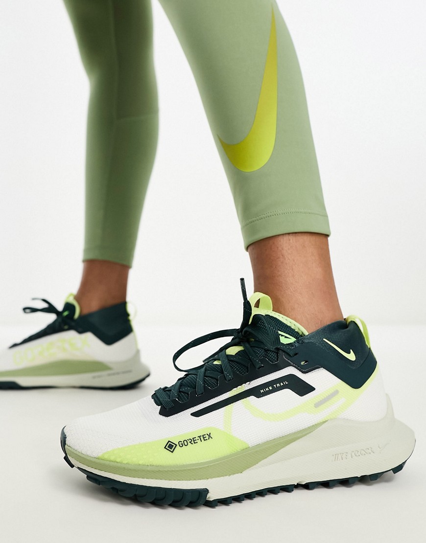 Nike Running React Pegasus Trail 4 Gore-Tex trainers in white and green