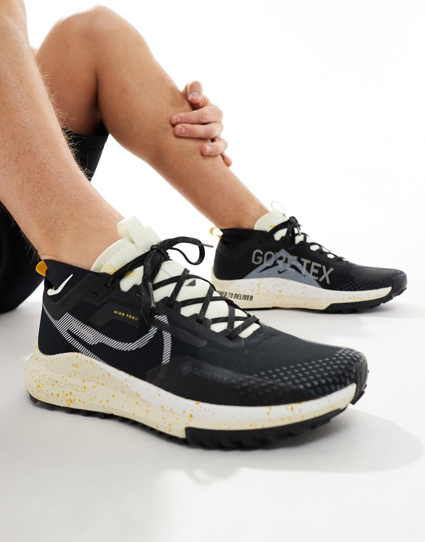 Nike running React Pegausus Trail 4 Gore-Tex trainers in black and white