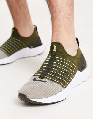 Nike Men's React Phantom Run Flyknit 2 Road Running Shoes In Green