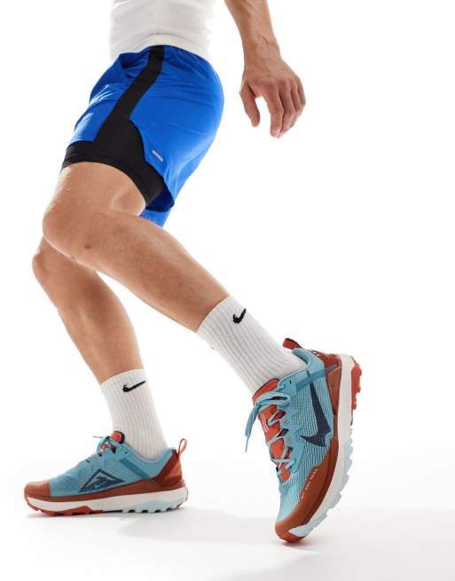 Nike Running React Wildhorse 8 sneakers in light blue and orange ASOS