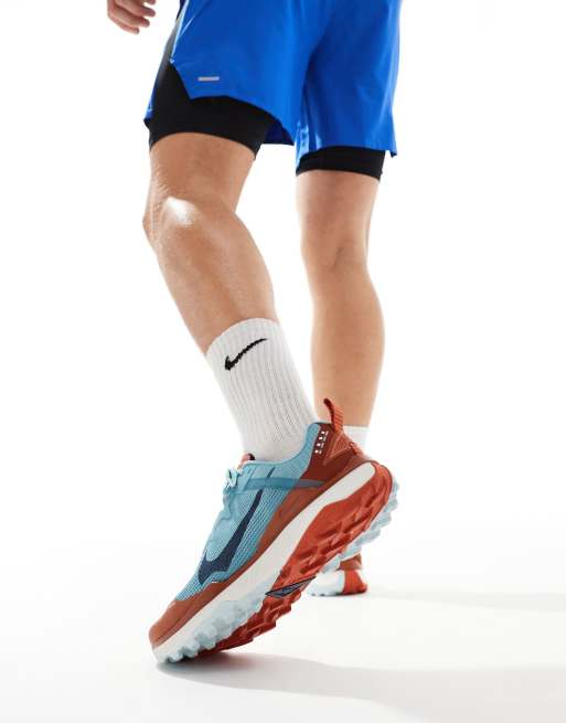 Nike Running React Wildhorse 8 sneakers in light blue and orange