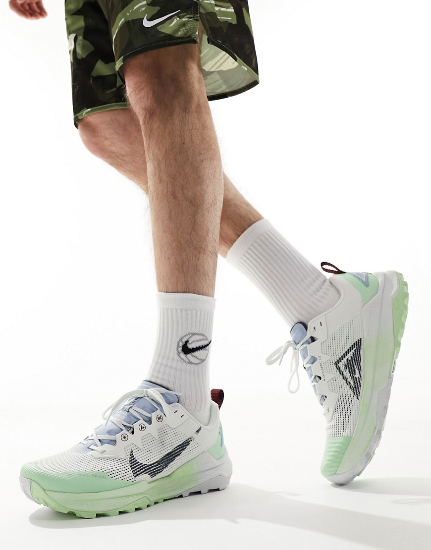 Nike Running React Wildhorse trainers in white and green
