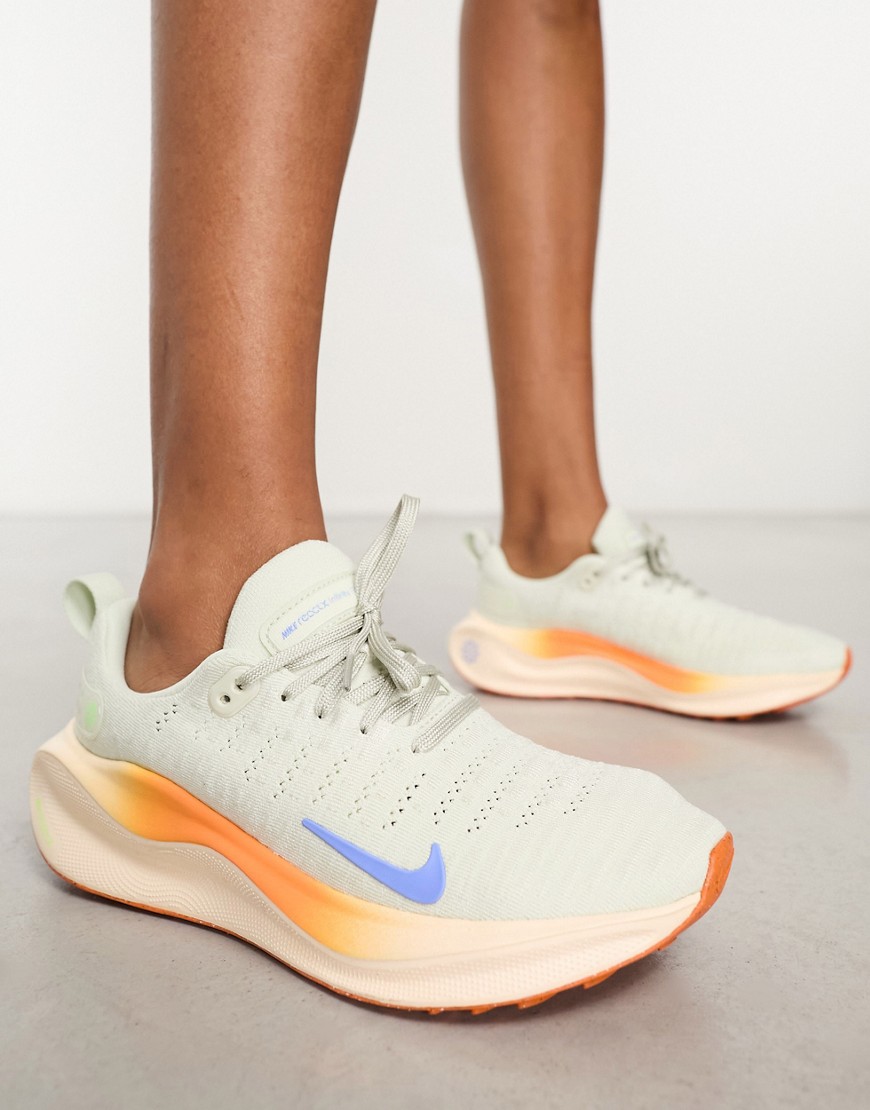 Nike Running ReactX Infinity 4 trainers in off white and safety orange-Green