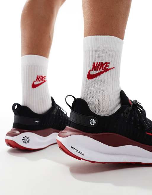 Nike Running Reactx Infinity Run sneakers in black and red, 3 of 5