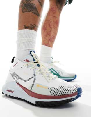 Nike Running Reactx Pegasus Trail 4 Gore-Tex Trainers In White And Red