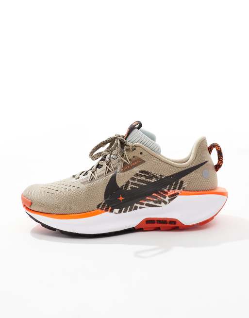 Nike Running ReactX Pegasus Trail 5 sneakers in khaki and orange, 3 of 5