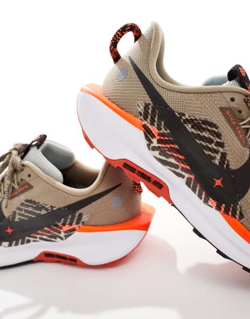 Nike Running ReactX Pegasus Trail 5 sneakers in khaki and orange