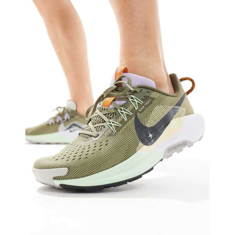 Nike Running ReactX Pegasus Trail 5 trainers in dark green and olive ASOS