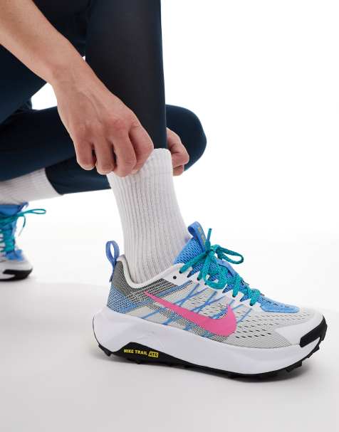 Nike Running ReactX Wildhorse trainers in white and blue - view 1