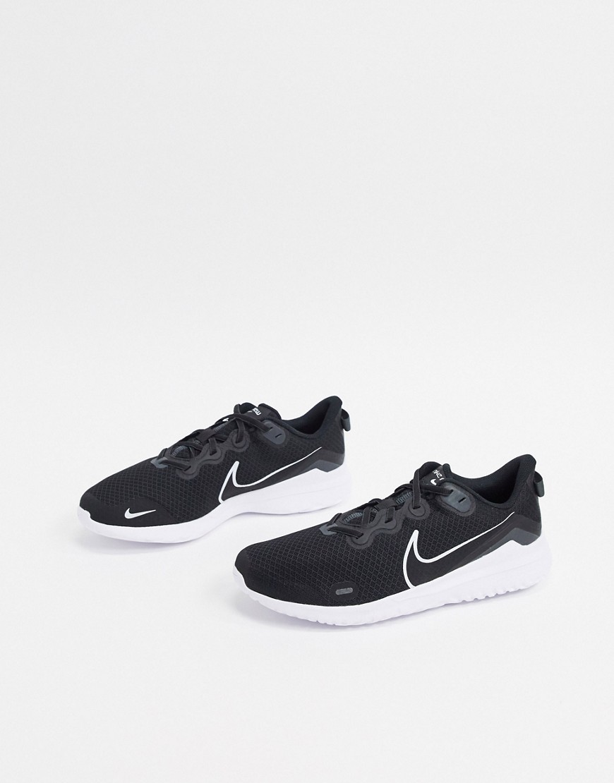Nike Running Renew Arena 2 sneakers in black and white