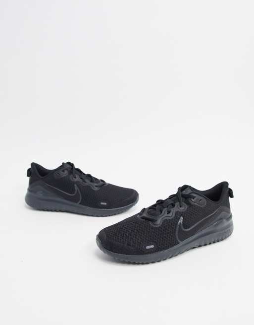 nike running renew run 2 trainers in triple black
