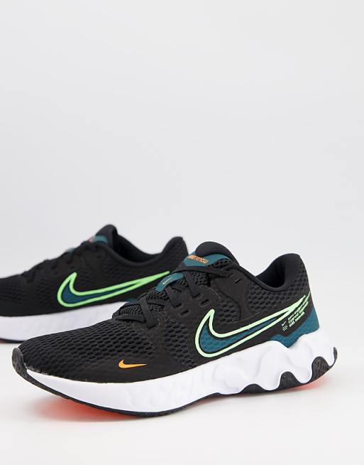 Nike Running Renew Ride 2 trainers in black and green | ASOS