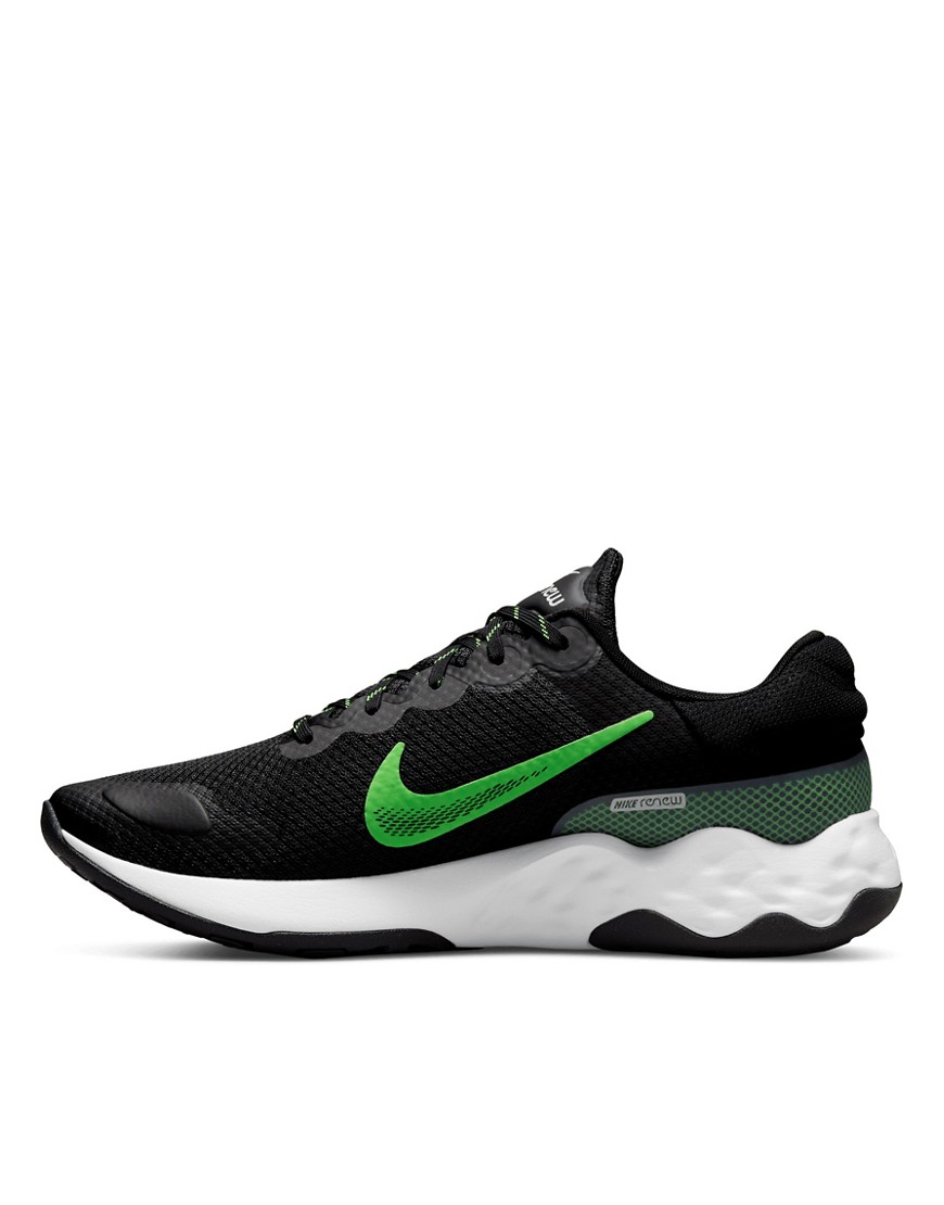 Nike Running Renew Ride 3 sneakers in black and green
