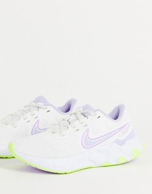 Nike Running Renew Ride sneakers in summit white/lilac