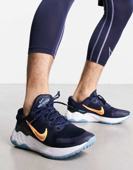 Navy shop nike trainers