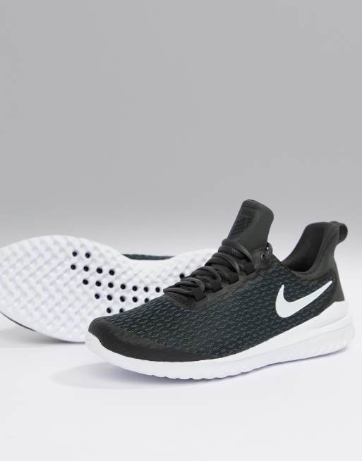 Nike running renew rival trainers in store black and white