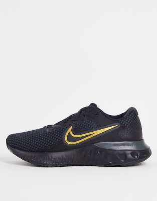 Nike Renew Run 2 Sneakers In Black/metallic Gold In Black