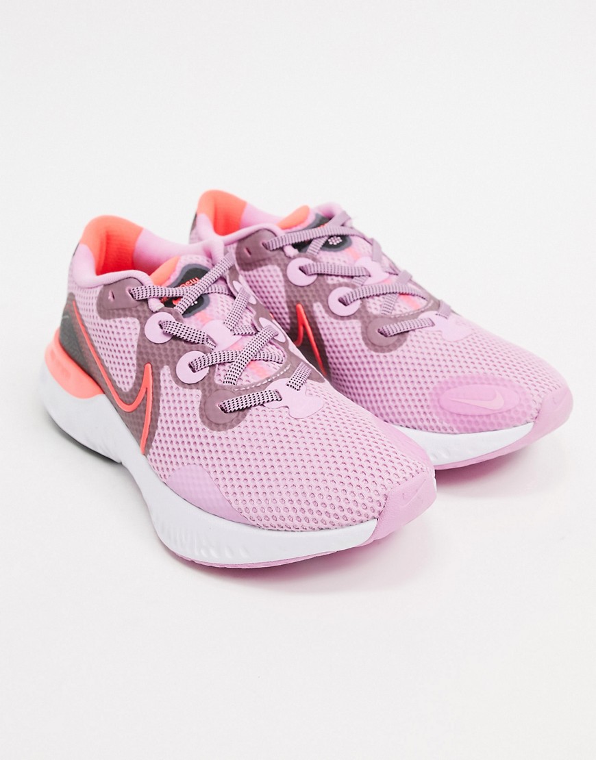 Nike Running Renew Run sneakers in pink and red