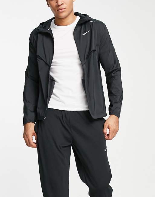 Klein Opnieuw schieten Giotto Dibondon Nike Running Repel UV packable windrunner full-zip jacket in black | ASOS