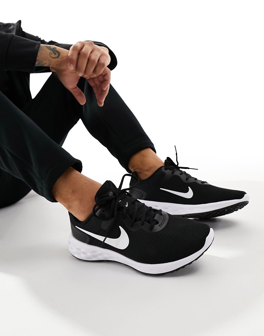 Nike Running Revolution 6 trainers in black and white