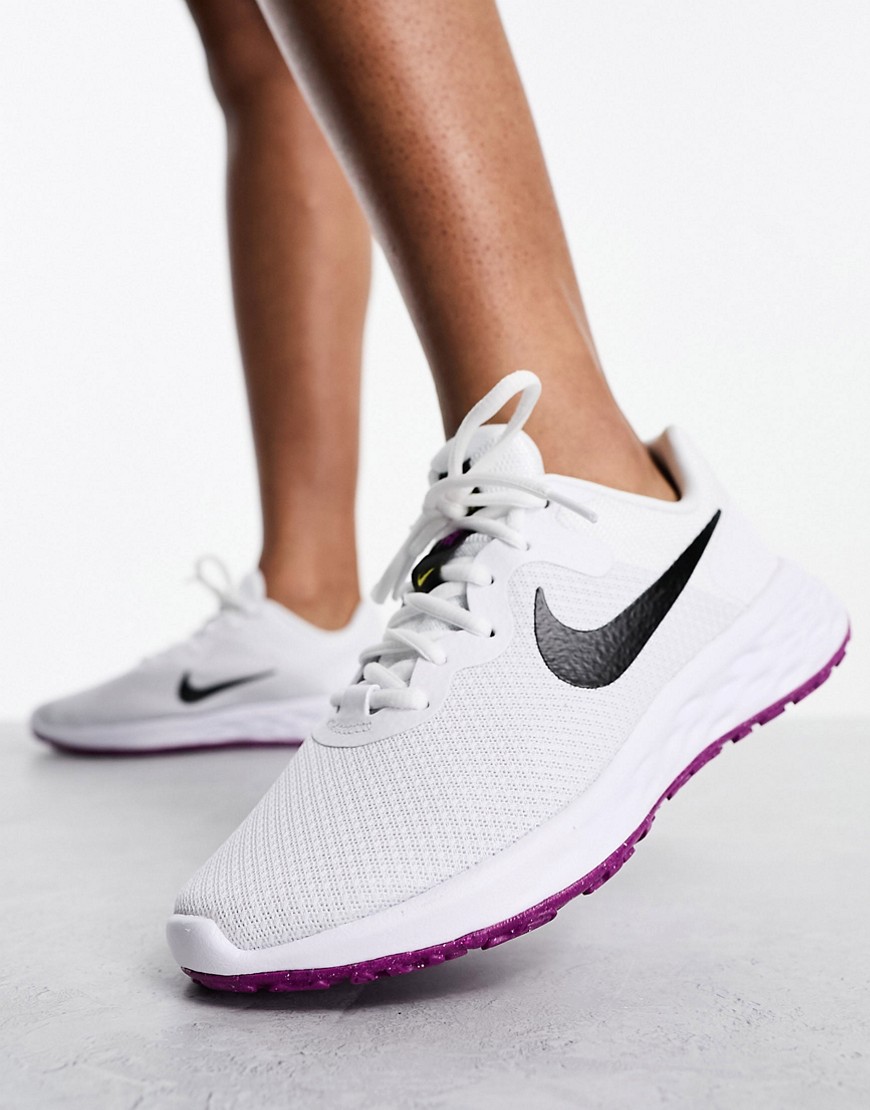 Nike Running Revolution 6 trainers in white and purple
