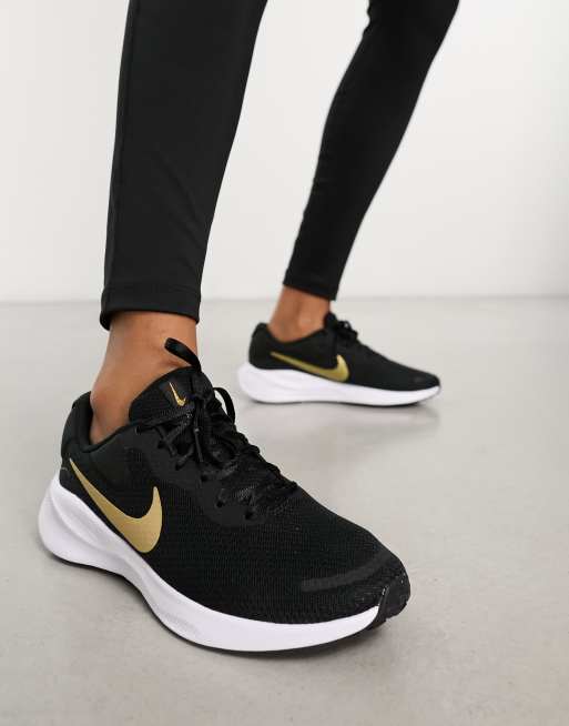 Nike Running Revolution 7 Baskets Noir et dor