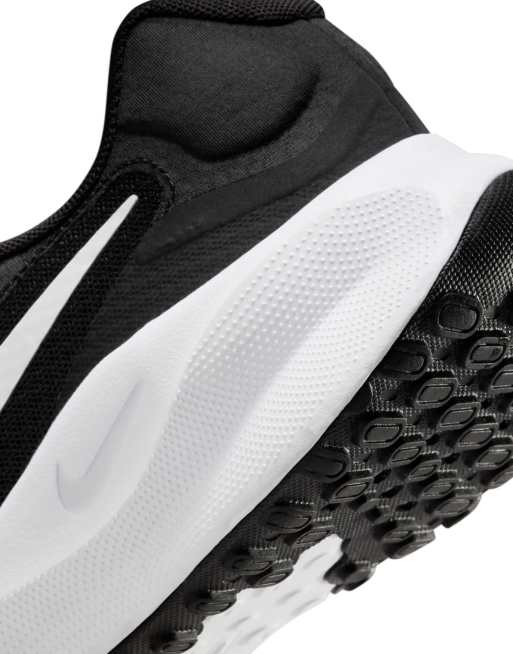 Nike Running Revolution 7 sneakers in black and white, 3 of 4