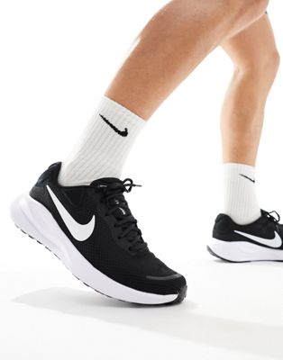 Nike Running Revolution 7 trainers in black and white