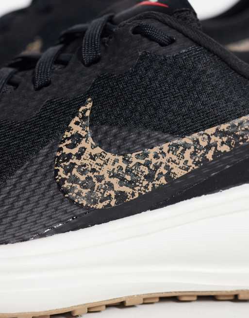 Nike Running Revolution 8 sneakers i sort og dyreprint, 3 af 5