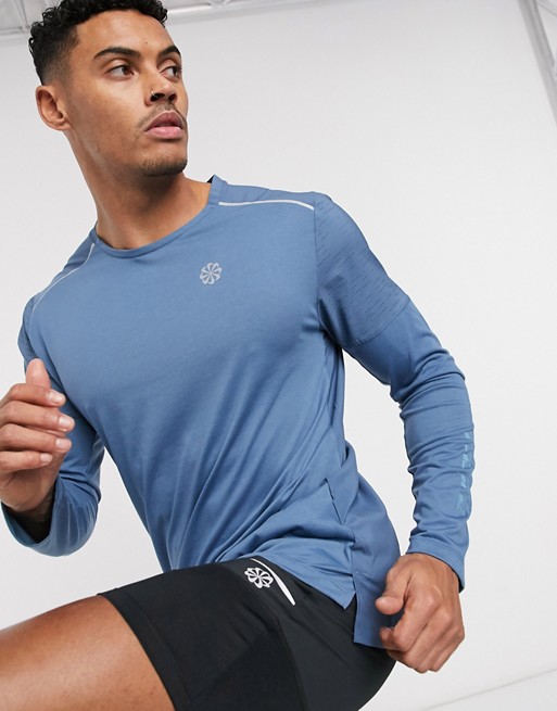 Nike Running Rise 365 long sleeve top in grey