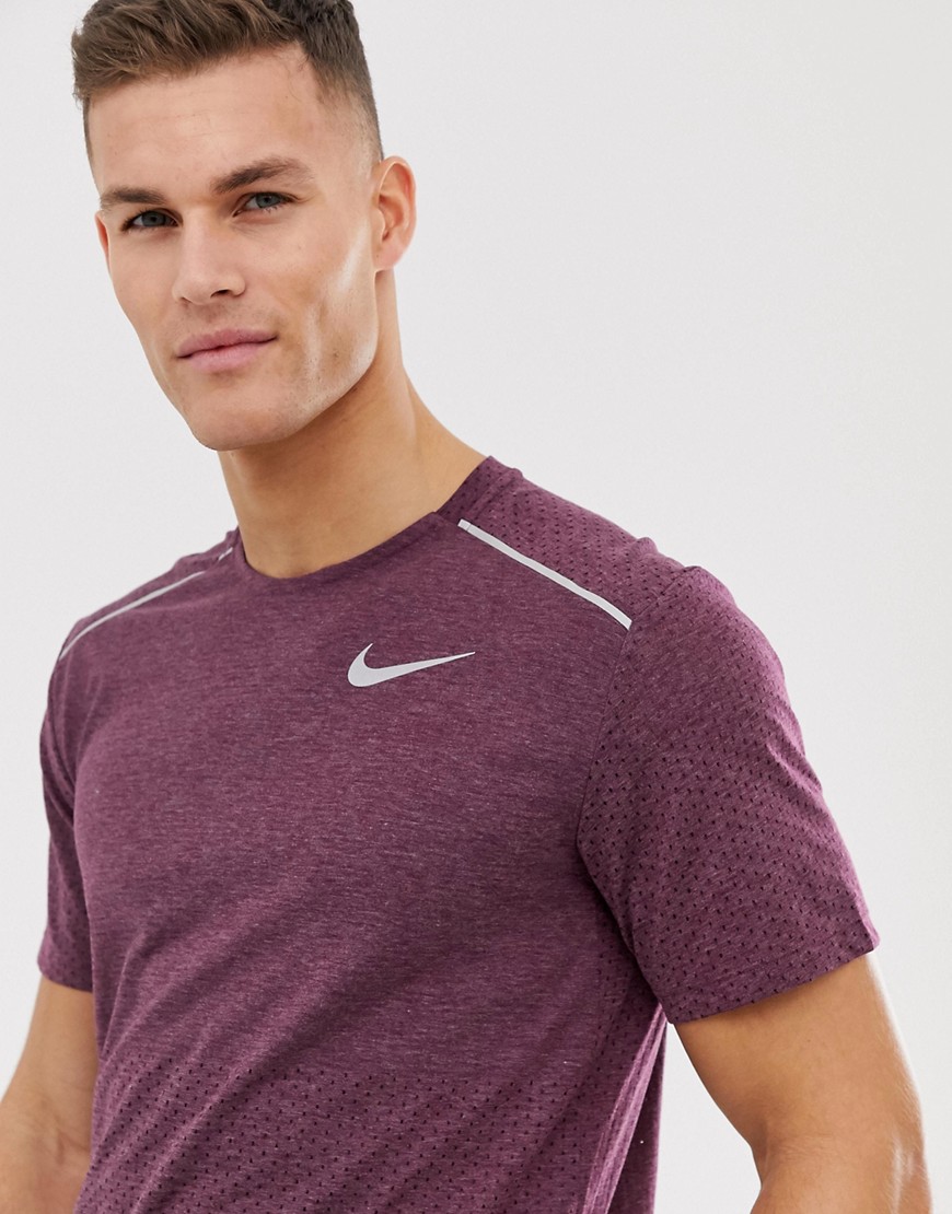 Nike Running Rise 365 t-shirt in burgundy-Red