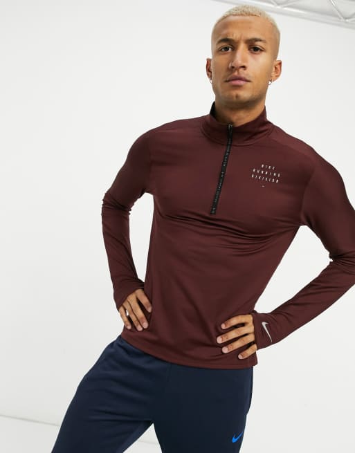 Nike Running Run Division Element half zip top with chest graphic in red