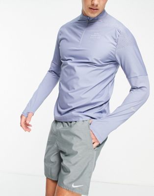 Homme Nike Running - Run Division Flash Element - Top à col zippé - Bleu