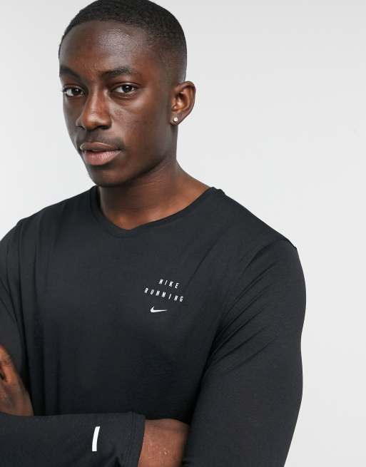 Nike Running Run Division long sleeve miler top in black ASOS - Main Image