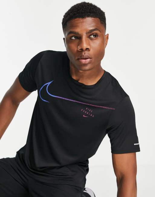 Nike Running – Run Division Miler – Czarny T-shirt z logo Swoosh